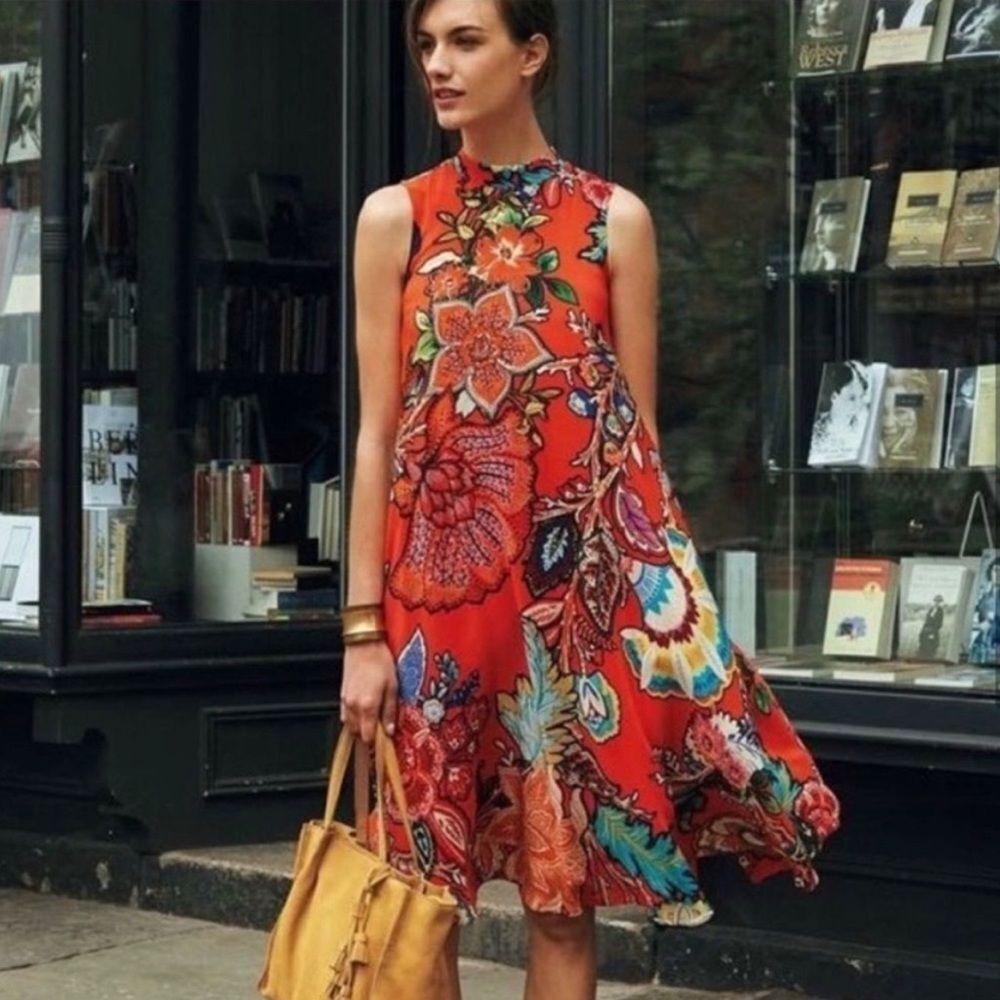 Anthropology 100% Silk Larkhill Swing Dress by‎ Maeve, Size Medium - Picture 3 of 9